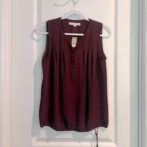 LOFT Women's Sleeveless Burgundy Top
